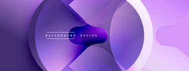 Soyut mor tasarım, üst üste binen daireler, gradyanlar. Modern estetik, arka planlar ve sunumlar için uygun. Minimalist stil.
