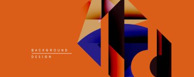 Soyut geometrik bileşim. Turuncu arka plan, katmanlı şekiller, gradyanlar, gölgeler. Modern tasarım derinliği, dinamizmi, görsel ilgiyi çağrıştırıyor. Minimalist estetik.