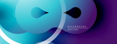 Soyut akışkan şekiller, canlı mavi mor gradyanlar. Modern tasarım, pürüzsüz geçişler, dinamik kompozisyon. Minimalist estetik.