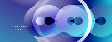 Soyut sıvı şekilleri örtüşür, parlak mavi gradyanlar yaratır. Modern tasarım hareketi, derinliği, görsel ilgiyi çağrıştırıyor.