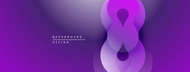 Soyut mor tasarım özellikleri üst üste binen yuvarlak şekiller. Gradyan arka plan yumuşak görsel efekt yaratır. Minimalist kompozisyon, modern estetik.