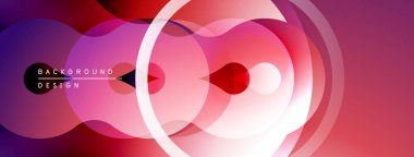 Soyut gradyan şekiller çakışıyor, dinamik görsel etki yaratıyor. Pembe, mor renkler kompozisyona hakim. Modern tasarım ögesi.