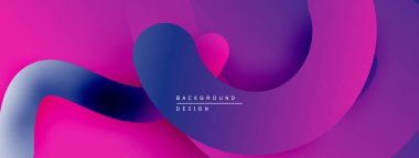 Soyut sıvı şekiller, canlı mor renkler, mor renkler. Modern tasarım, pürüzsüz eğimler dinamik kompozisyon yaratır. Minimalist estetik.