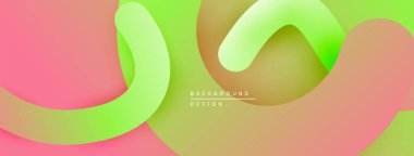 Soyut sıvı şekiller, canlı renklerin karışımı. Yumuşak eğimler dinamik bileşim yaratır. Modern tasarım, düz kıvrımlar, görsel uyum.