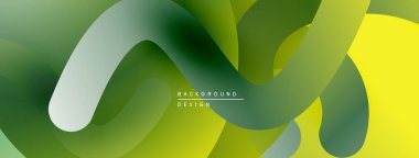 Soyut sıvı şekiller, canlı yeşil, sarı renkler. Modern tasarım, pürüzsüz eğimler dinamik kompozisyon yaratır. Arkaplan ögesi.