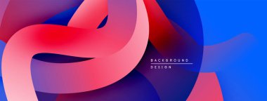 Soyut sıvı şekilleri örtüşür, canlı kırmızı ve mavi renkler yaratır. Arkaplan ve sunumlar için modern tasarım ögesi.