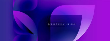 Soyut mor, mavi gradyanlar dinamik şekiller oluşturur. Modern tasarım teknoloji, yenilik, akıcılık öneriyor. Metin kaplamalı minimalist estetik.