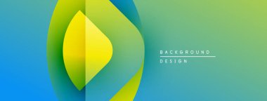 Soyut geometrik tasarım. Üst üste binen şekiller canlı renk değişimleri yaratır. Dijital projeler için modern arkaplan.