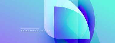 Soyut gradyan şekiller örtüşerek canlı mavi deniz mavisi bileşimi oluşturur. Minimum metin arka plan tasarımı okur. Modern estetik.