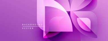 Soyut mor tasarım katmanlı geometrik şekiller içerir. Gradyan efektli modern arkaplan, temiz çizgiler, dinamik bileşim.