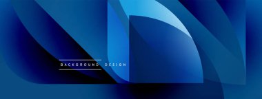 Soyut mavi tasarım, üst üste binen şekiller. Pürüzsüz gradyanlar dinamik görsel efekt yaratır. Modern, temiz estetik arka planlar.