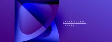 Soyut mor tasarım, üst üste binen şekiller. Gradyan renkler dinamik görsel efekt yaratır. Dijital projeler için modern arkaplan.
