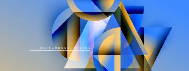 Soyut geometrik şekiller üst üste binerek dinamik mavi, altın rengini oluşturuyor. Arkaplan ve sunumlar için modern tasarım ögesi.