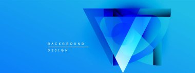 Soyut mavi tasarım katmanlı geometrik şekiller içerir. Renkler derinlik yaratır, modern estetik. Asgari metin etiketleri arkaplan, tasarım.