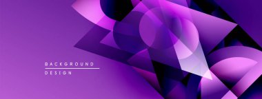 Soyut mor dizayn, üst üste binen şekiller, gradyanlar. Dijital projeler ve sunumlar için modern arkaplan ideali.