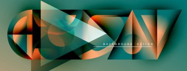 Soyut geometrik bileşim. Teal, turuncu renkler karışır. Modern tasarım elementleri dinamik görsel etki yaratır. Minimalist stil.