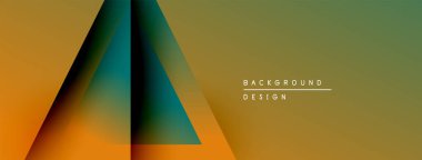 Soyut geometrik tasarım. Gradyan üçgenler dinamik bileşim oluşturur. Sıcak tonlar baskın, modern görsel efekt yaratıyor. Metin arkaplan tasarımı okur.