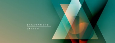 Soyut geometrik şekiller örtüşür, dinamik görsel efekt yaratır. Gradyan renkler düzgün bir şekilde harmanlanarak modern arkaplan tasarımı oluşturur.