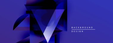 Soyut mavi tasarım katmanlı geometrik şekiller içerir. Renkler derinlik yaratır, modern estetik. Metin arkaplan tasarımı okur.