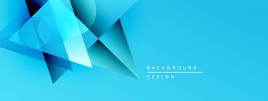 Soyut geometrik şekiller parlak mavi arkaplanla örtüşür. Modern tasarım elementleri dinamik görsel efekt yaratır. Temiz, minimalist estetik.