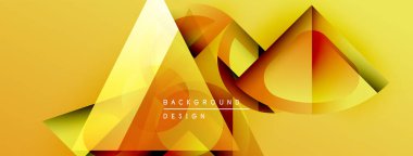 Soyut geometrik şekiller, canlı sarımsı renkler. Modern tasarım elementleri dinamik görsel doku oluşturur. Arkaplan eğimleri, üçgenler.