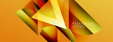 Soyut geometrik şekiller örtüşüyor, canlı turuncu ve sarı renkler yaratıyor. Arkaplan ve sunumlar için modern tasarım ögesi.