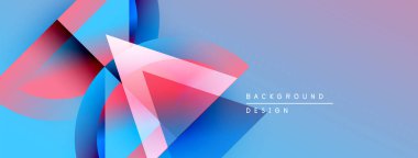 Soyut geometrik şekiller canlı mavileri, pembeleri, morları harmanlarlar. Gradyan arka plan modern görsel efekt yaratır. Metin arkaplan tasarımı okur.