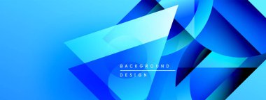 Soyut mavi arkaplan. Geometrik şekiller örtüşür, dinamik görsel efekt yaratır. Dijital projeler için modern tasarım.