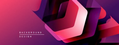 Soyut geometrik tasarım. Dereceli gölgeler, pembeler, morlar modern arka plan yaratır. Üst üste binen şekiller derinliği ve dinamizmi akla getiriyor..