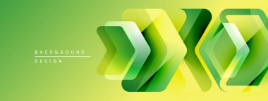 Soyut yeşil sarı tasarım. Üst üste binen şekiller dinamik görsel doku yaratır. Projeler için modern arkaplan ögesi.