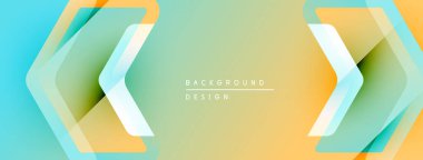 Soyut arkaplan özellikleri katmanlı geometrik şekiller. Renkler karışık turkuaz, sarı, soluk yeşil. Minimalist tasarım modern estetiği öneriyor.
