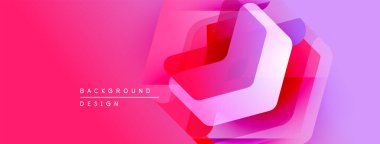 Soyut geometrik tasarım. Pembe, mor renkler katmanlı şekiller yaratır. Dijital projeler için modern arkaplan.
