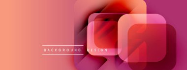 Soyut geometrik şekiller çakışıyor. Renkler şeftaliden koyu kırmızıya karışıyor. Modern tasarım elementleri dinamik görsel doku oluşturur.