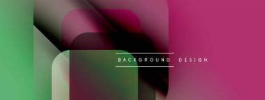 Soyut kompozisyon. Üstüste binen yarı saydam şekiller dinamik görsel efekt yaratır. Renkler arasında yeşil, pembe, siyah, gri var. Modern tasarım ögesi.