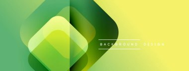 Soyut geometrik şekiller örtüşüyor, canlı yeşil, sarı bir eğim yaratıyor. Arkaplan ve sunumlar için modern tasarım ögesi.
