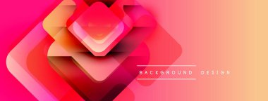 Soyut geometrik şekiller örtüşür, canlı bir değişim etkisi yaratır. Pembe, kırmızı, turuncu renkler tasarımda baskın. Modern, dinamik kompozisyon.