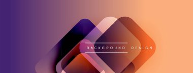 Soyut geometrik şekiller örtüşür, canlı bir gradyan arkaplan oluşturur. Modern tasarım elementleri yenilik ve akıcılık öneriyor.