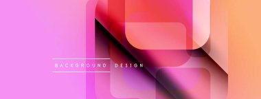 Soyut geometrik katmanlar canlı pembe, turuncu gradyan oluşturur. Modern tasarım elementleri örtüşüyor, dinamik bileşim oluşturuyor. Arkaplan metni arkaplan tasarımı okur.