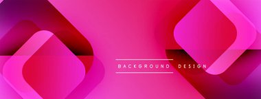 Soyut pembe arkaplan özellikleri üst üste binen yuvarlak kareler. Gradyan gölgeler derinlik yaratır, modern estetik. Metin arkaplan tasarımı okur.