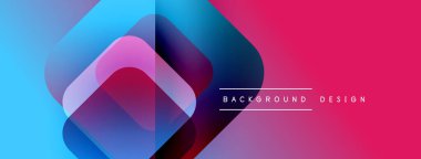 Soyut geometrik şekiller çakışıyor. Pembeye canlı mavi geçişler. Modern tasarım teknoloji, yenilik, yaratıcılık öneriyor.