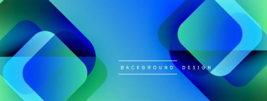 Soyut geometrik şekiller örtüşür, parlak mavi, yeşil eğimler yaratır. Modern tasarım metin arkaplanı, tasarım içerir. Yumuşak geçişler kompozisyona hakim..