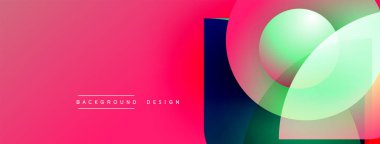 Soyut eğim arkaplanı. Pembe, mavi, yeşil renk karışımı. Üst üste binen daireler dinamik görsel efekt yaratır. Modern tasarım ögesi.