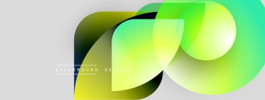 Soyut şekiller örtüşüyor, canlı sarı, yeşil renkler yaratıyor. Arka planlar ve sunumlar için modern tasarım öğesi. Yumuşak geçişler görünür.