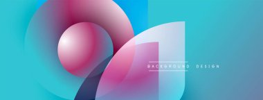 Soyut kompozisyon. Üst üste binen küreler, canlı renkler, pürüzsüz eğimler. Modern tasarım elementleri dinamik görsel etki yaratır.