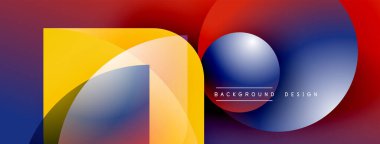 Soyut geometrik şekiller çakışıyor. Canlı renkler harmanlanarak, dinamik görsel efekt yaratır. Modern tasarım ögeleri cesur kompozisyon sunar.