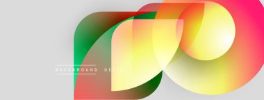 Soyut renkli şekiller çakışıyor. Gradyan renkler dinamik görsel efekt yaratır. Arkaplan ve sunumlar için modern tasarım ögesi.