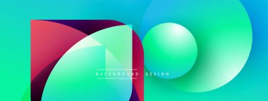 Soyut gradyan şekiller çakışıyor. Canlı turkuaz, morumsu, yeşil renkler modern tasarım yaratır. Metin arkaplan tasarımı okur.