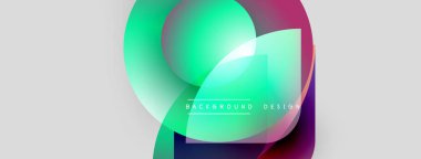 Soyut renkli şekiller çakışıyor. Gradyan renkler dinamik görsel efekt yaratır. Arkaplan ve sunumlar için modern tasarım ögesi.