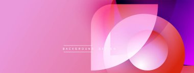 Soyut pembe eğimli arkaplan. Üst üste binen daireler dinamik görsel efekt yaratır. Sancaklar ve web siteleri için modern tasarım ögesi.