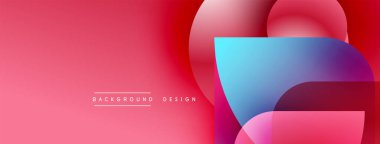Soyut gradyan şekiller çakışıyor, dinamik görsel etki yaratıyor. Pembe, mavi renkler kompozisyona hakim. Modern tasarım ögesi.